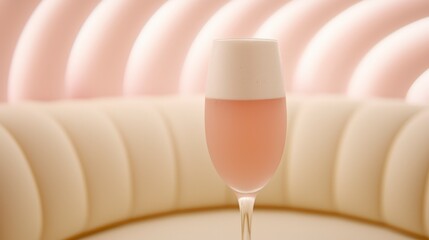 Elegant Pink Cocktail in Modern Interior  Creamy Foam  Pink Drink  Luxury Bar  Stylish Gla