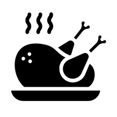 Glyph Chicken Roast Celebration Icon

