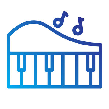 blue piano with musical notes clip art preview