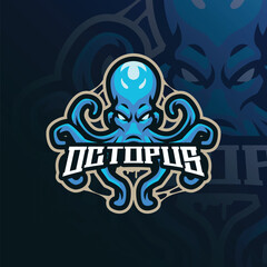 Octopus mascot logo design vector with modern illustration concept style for badge, emblem and t shirt printing. Octopus illustration for sport team.