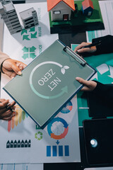 Carbon offset price report CO2 emission. Future growth Net zero waste in ESG ethical SME office...