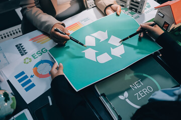 Carbon offset price report CO2 emission. Future growth Net zero waste in ESG ethical SME office...