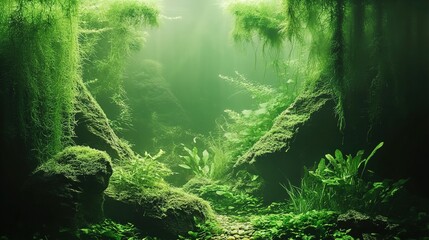 Fototapeta premium green moss on the rocks