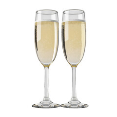 Two Champagne Flutes with Bubbly Golden Drink