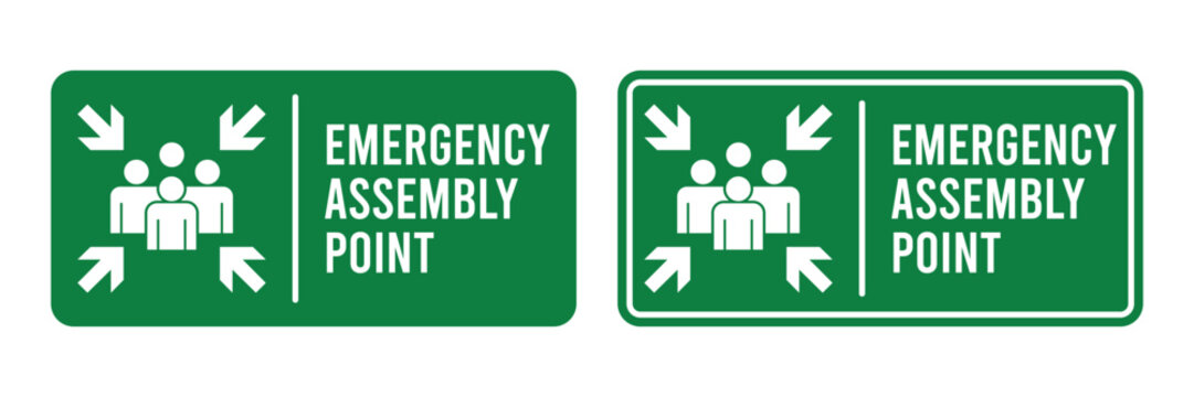 Emergency assembly point sign. Assembly point sign symbol vector illustration isolated on white background.	