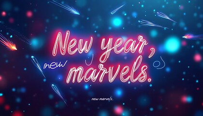 new year neon text on  celebration
