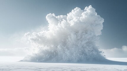Massive snow explosion on a frozen landscape.