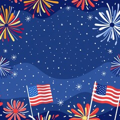 USA holiday seamless white pattern. 