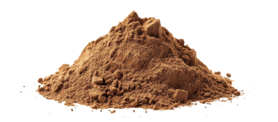 Natural light brown spice powder in loose texture isolated