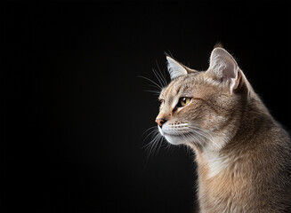 Hard flash photo of a cat in dramatic shadow