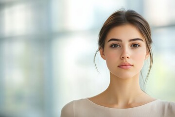 portrait of a young woman with a neutral expression