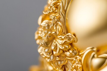 Ornate gold baroque ornament with intricate floral details