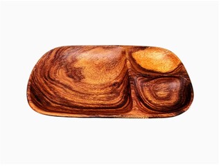 The white wooden floor in the picture is a brown wooden tray. The tray has three compartments, one large compartment and two small compartments. It has a wood grain pattern and can actually hold food.