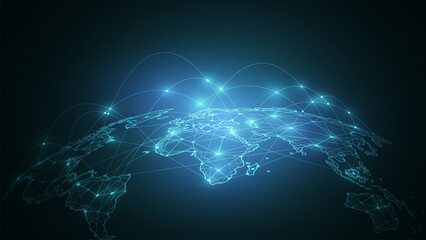 World map point and line composition concept of global business. Global network connection.  Vector Illustration Free Vector