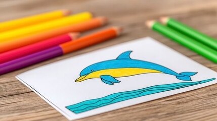 Colorful Dolphin Coloring Page  Kids Activity  Ocean Animal  Marine Life  Educational  Cre