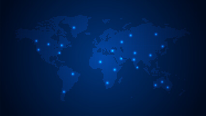 World map point and line composition concept of global business. Global network connection.  Vector Illustration Free Vector © King Designz