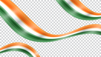 Realistic Indian flag wavy abstract background. Vector illustration.India flag in the form of wave ribbon. 