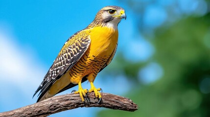 Naklejka premium A music festival featuring a hawk perched on a tree branch. High Quality