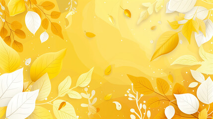  a vibrant and textured yellow background with a decorative arrangement of white leaves scattered across the surface The leaves are evenly distributed, creating a visually appealing contrast 