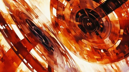 Abstract Warm Light Cinema Illustration in Watercolor Style