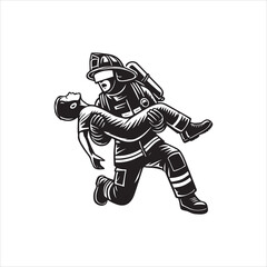 Fototapeta premium Heroic Fireman ClipArt Design - Firefighter Vector Art