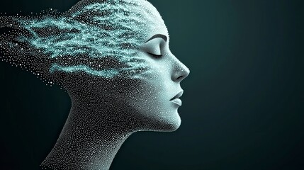 Abstract Woman Face  Dots  Lines  Minimalist Portrait  Digital Art  AI