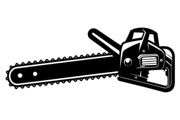 Silhouette of a chainsaw isolated on a white background