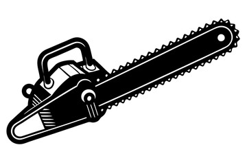 Silhouette of a chainsaw isolated on a white background