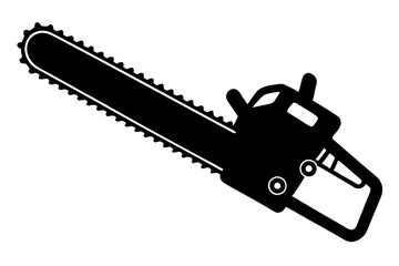 Silhouette of a chainsaw isolated on a white background