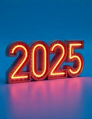 Happy New Year 2025 on blue background