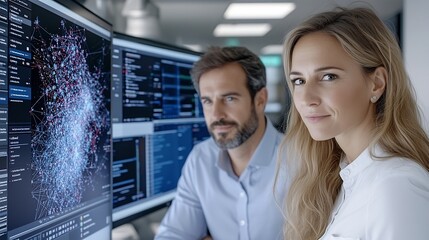 Collaborative AI Driven Marketing Analytics Session with Glowing Dashboards