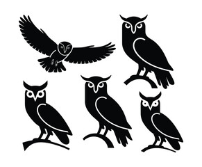 Obraz premium Owl Silhouette Collection Vector Template
