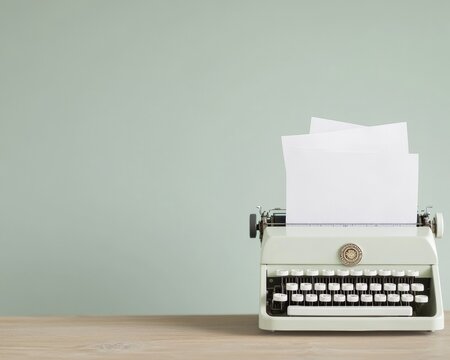 Vintage-Style Typewriter on Table for National Pearl Harbor Remembrance Day, Memorial Day, and Veterans Day Commemoration