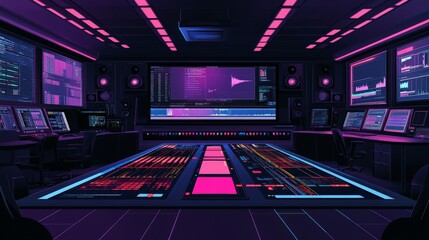 Vibrant Editing Suite with Dynamic Lighting