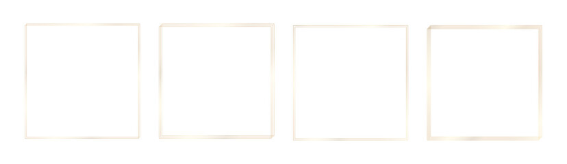 Luxury gold thin square frame collection. Gold shining geometric borders, design element for decoration card, photo, certificate, poster, grand opening, wedding invitation. Vector illustration