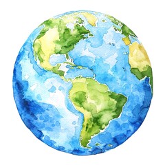 Earth globe hand painted. Watercolor artwork. 