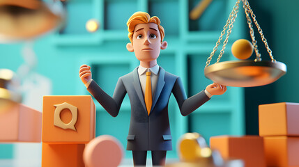 3D cartoon style illustration showing the concept of social network