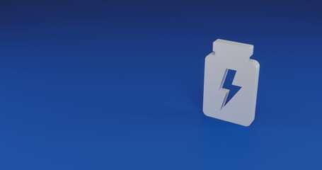 Isolated realistic white power jar symbol with shadow. Located on the right side of the scene. 3d illustration on transparent background