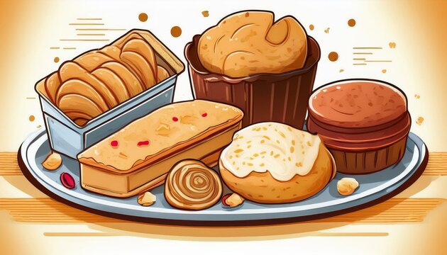 chip cookies and coffee and cake with brades 