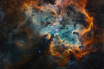 The Carina Nebula reveals a breathtaking display of interstellar clouds, vibrant colors, and twinkling stars, showcasing the beauty of deep space.