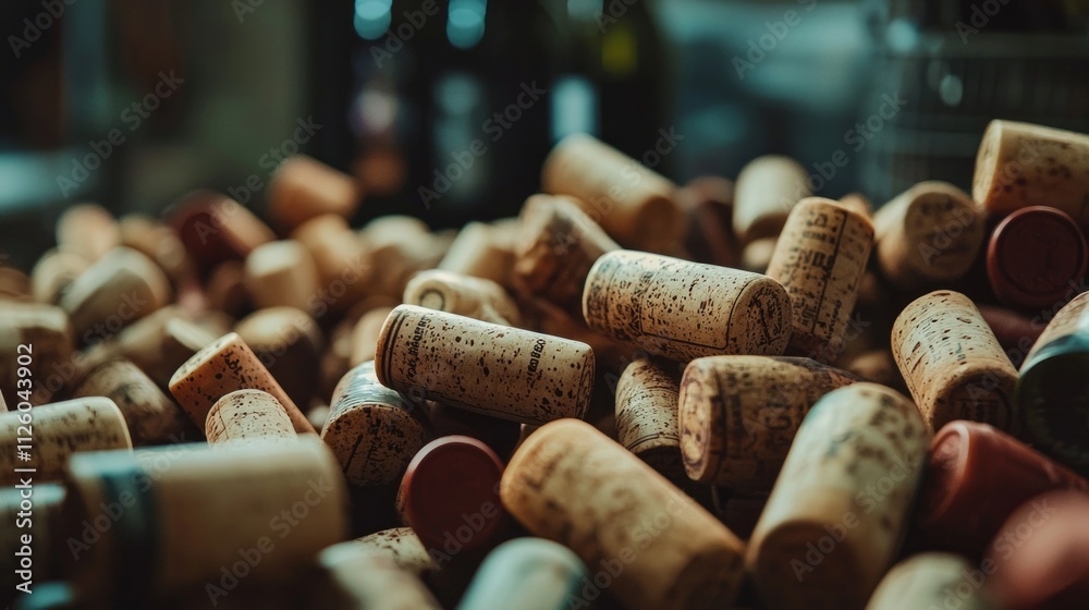 Aufkleber a textured tapestry of wine corks sprawls out in a horizontal display, evoking a sense of warmth and