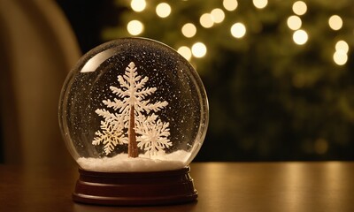 크리스마스 워터볼 눈이 내리는 배경에 눈송이가 떠다니는 모습