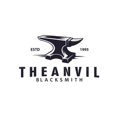 Rustic Blacksmith Forge Iron Anvil Foundry Vintage Vector Logo Design Illustration