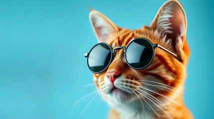 Fashionable Tabby Cat Wearing Sunglasses