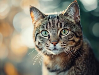 Fototapeta premium close-up of a cat with striking green eyes