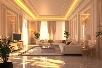 Luxurious and Elegant Interior Design of a Majestic Mansion with Ornate Decor and Premium Furnishings
