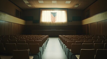 Corporate bankruptcy hearing room filled with solemn atmosphere, legal professionals and stakeholders discussing financial restructuring and future prospects.