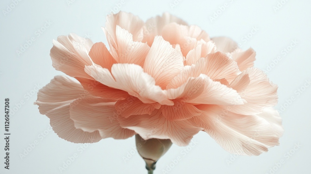Poster This striking flower reveals the beauty of a Mocha carnation, its soft pink and beige tones blending harmoniously. The intricate petal patterns create a sense of elegance and tranquility