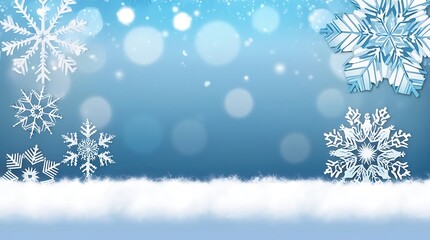 Abstract background of frozen snowflakes Christmas theme wallpaper, blue and white chill and cold illustration design