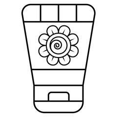 Hand Drawn Cute Cosmetics Coloring Book Vector Illustration. Bold and Easy Face Cleanser Coloring Page for Adults and Kids. Coloring Sheet for Stress Relief and Relaxation